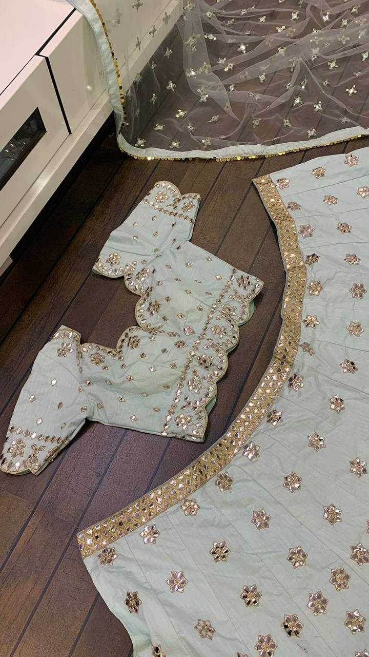 Mulberry Mirror Zari Work Lehenga for Festive Occasions - MYLUXURY LANE ENTERPRISE
